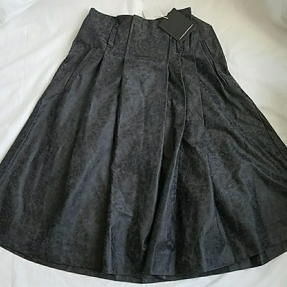 The People's Faux Leather Charcoal A-line Skirt 6